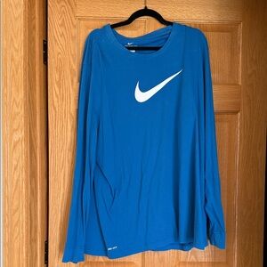 Nike Royal Blue Long Sleeve Top with White Swoosh